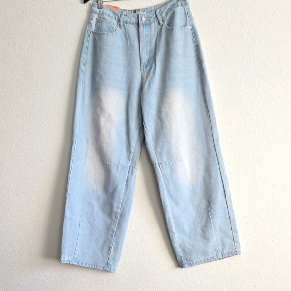 American Bazi Light Blue Mid-rise Barrel Jeans Size M